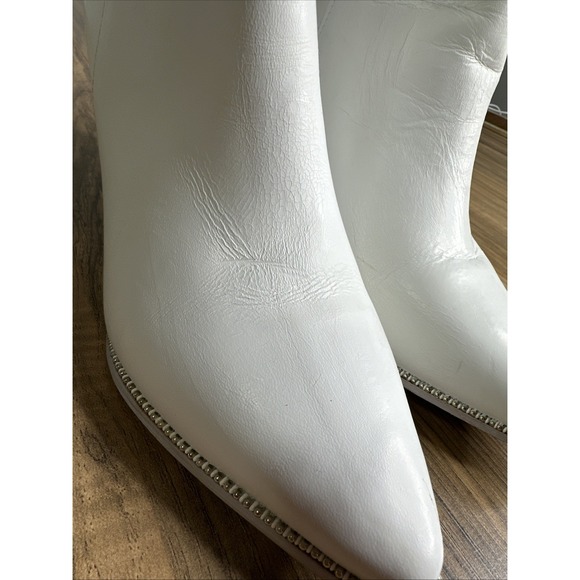 Steve Madden Women's Ankle Boots Size 7M White Pointed‎ Toe Block Heel OLGA - Picture 3 of 16